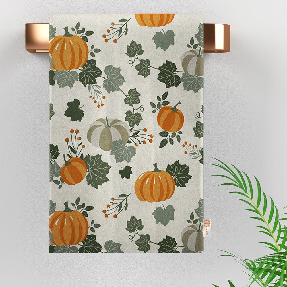 Fall Trend Tea Towel|Pumpkin Print Towel|Autumn Leaf Dishcloth|Thanksgiving Towel|Kitchen Cleaning Cloth|Fox Dust Remover|Cost-Effective Rag