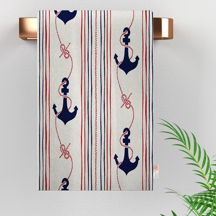 Nautical Hand Towel|Navy Anchor Kitchen Towel|Octopus Dishcloth|Soft Dust Remover|Housewarming Beach House All-Purpose Rag|Coastal Dishcloth