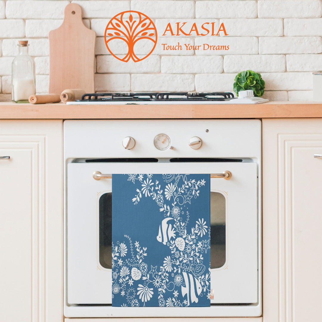 Fish Print Tea Towel|Coastal Dishcloth|Nautical Hand Towel|Beach House Decor|Summer Dish Cloth|All-Purpose Rag|Cost-Effective Farmhouse Rag