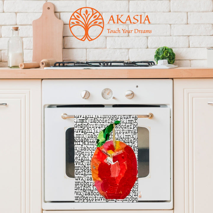 Fruit Kitchen Towel|Fig, Apple Print Towel|Floral Dishcloth|Pomegranate Tea Towel|Eco-Friendly Rag|Soft Dust Remover|Cost-Effective Rag
