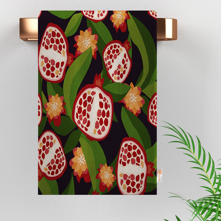 Fruit Kitchen Towel|Fig, Apple Print Towel|Floral Dishcloth|Pomegranate Tea Towel|Eco-Friendly Rag|Soft Dust Remover|Cost-Effective Rag
