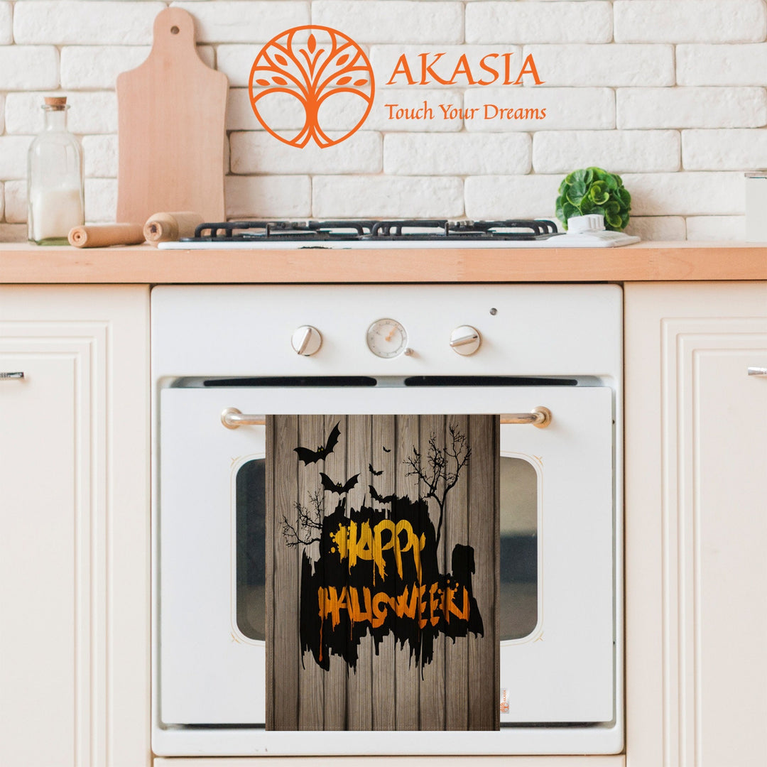Happy Halloween Tea Towel|Eat Drink Be Scary Towel|Trick or Treat Towel|Bat Print Dishcloth|Dust Remover|Cost-Effective Thanksgiving Towel