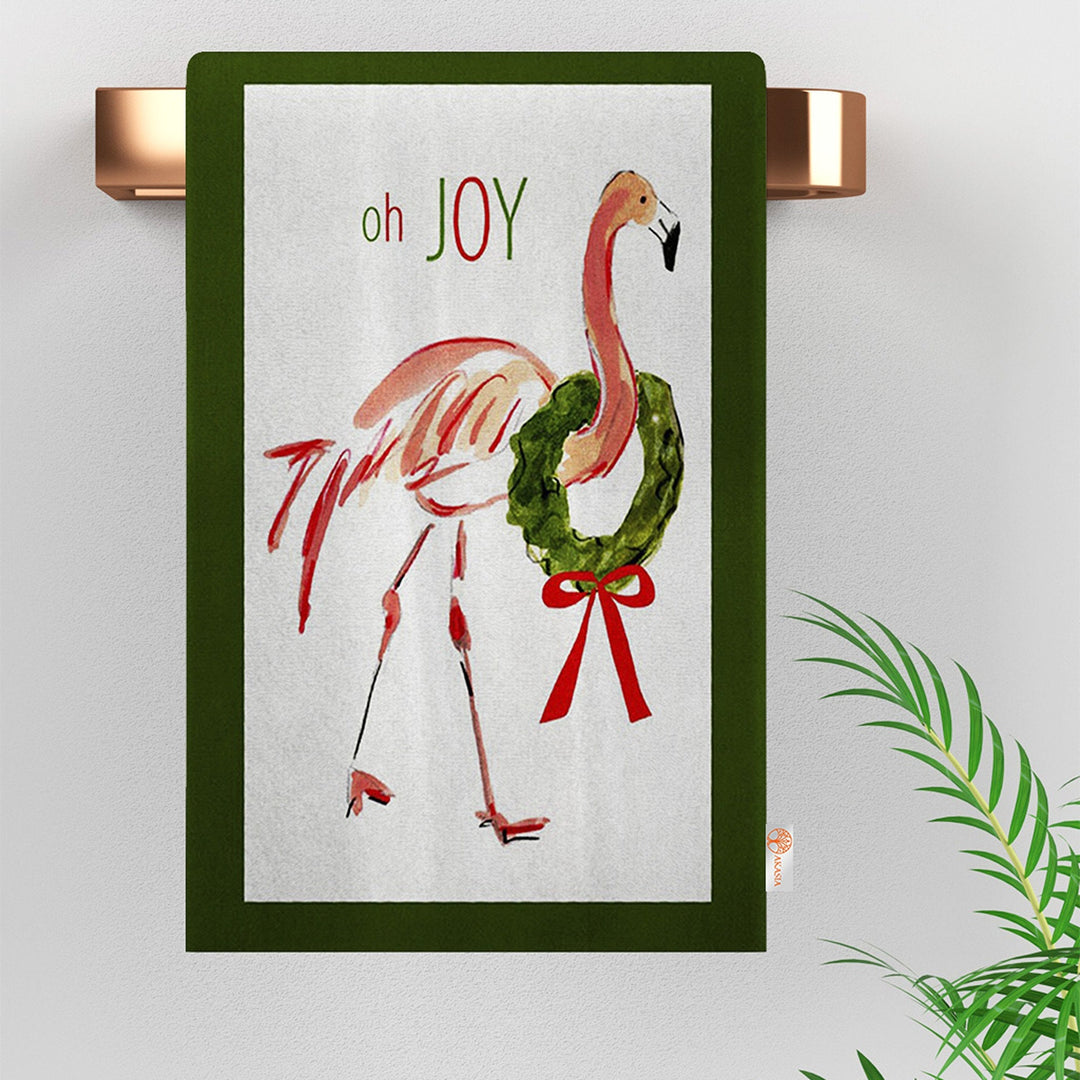 Flamingo Tea Towel|Flamingo Dish Cloth|Bird Print Dishcloth|Santa Flamingo Towel|Oh Joy Print Towel|Decorative All-Purpose Rag|Dust Remover