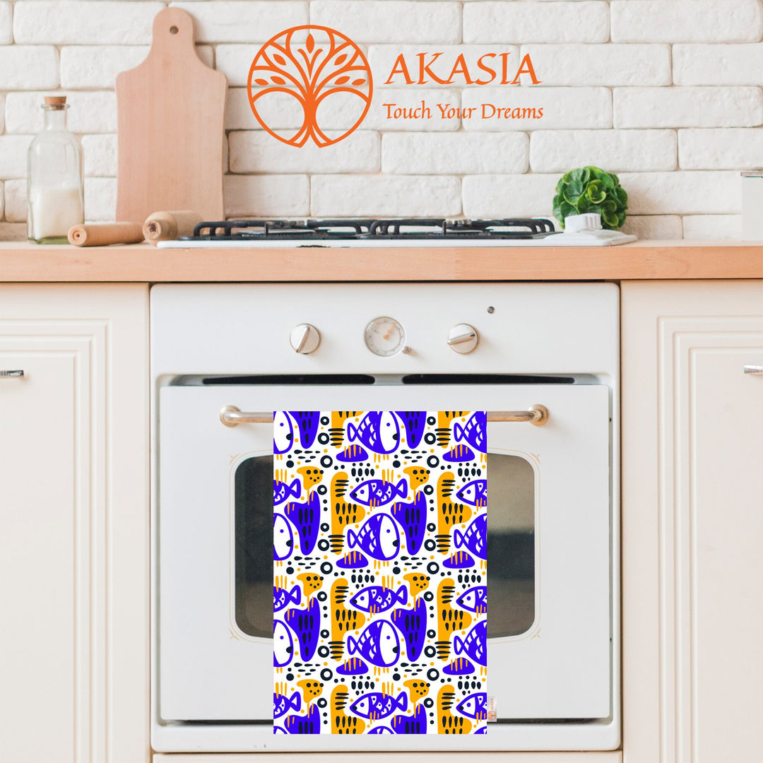 Fish Print Tea Towel|Fish Dishcloth|Nautical Hand Towel|Coastal Home Decor|Summer Dish Cloth|Colorful Beach House Rag|Cost-Effective Rag