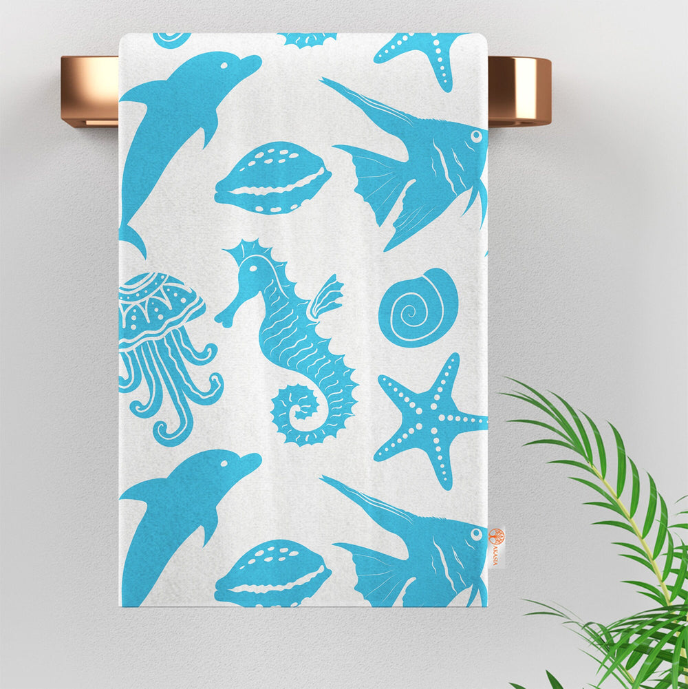 Beach House Towel|Seahorse Dishcloth|Nautical Hand Towel|Starfish Tea Towel|Fish Dish Cloth|Wheel Print Towel|Boat Print Coastal Dishcloth
