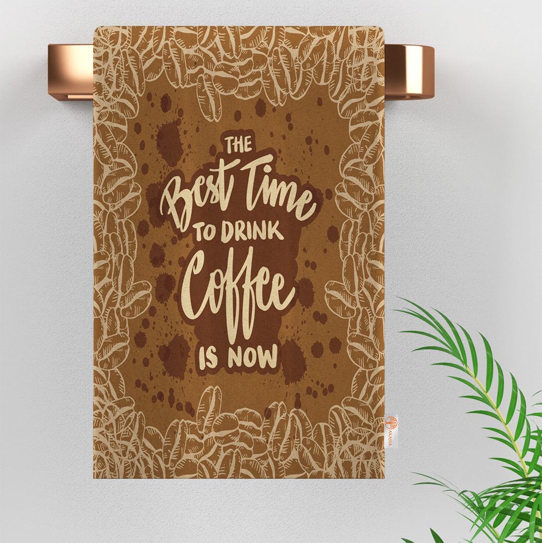 Coffee Themed Towel|Eco-Friendly Towel|But First Coffee Print Tea Towel|Kitchen Hand Towel|Coffee Time Towel|Dust Remover|Cost-Effective Rag