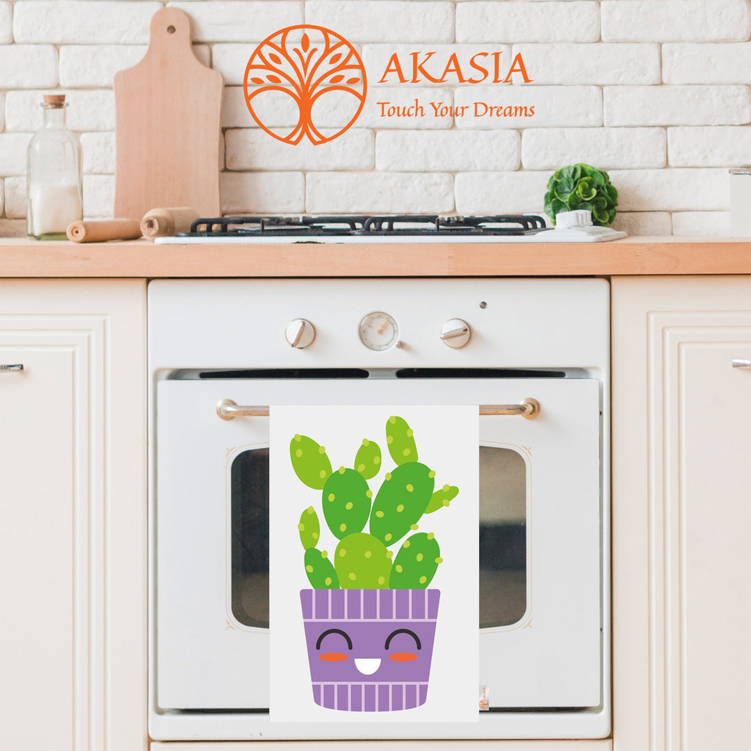 Cactus Tea Towel|Succulent Dishcloth|Cute Green Cactus Hand Towel|Soft Kitchen Towel|Kitchen Gift For Her|Floral Dish Cloth|Eco-Friendly Rag