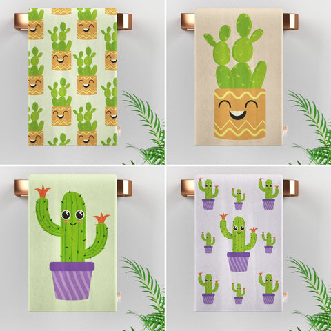 Cactus Hand Towel|Cute Green Cactus Tea Towel|Soft Kitchen Towel|Succulent Dishcloth|Kitchen Gift For Her|Floral Dish Cloth|Eco-Friendly Rag