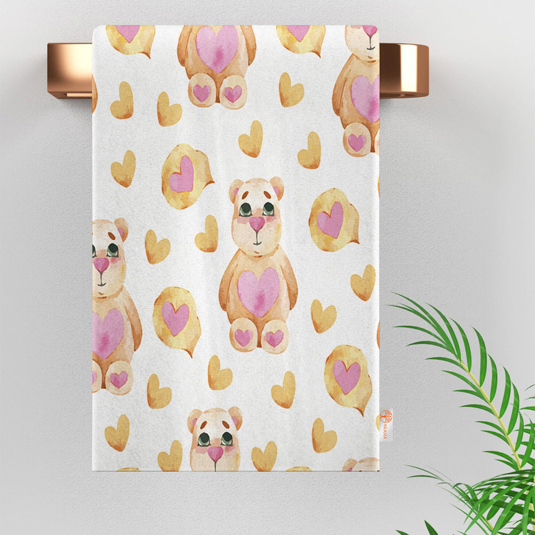 Valentine Dish Towel|Cute Bear Dish Cloth|Heart Print Towel|I Love You Tea Towel|Kitchen Gift for Her|All-Purpose Rag|Cost-Effective Rag