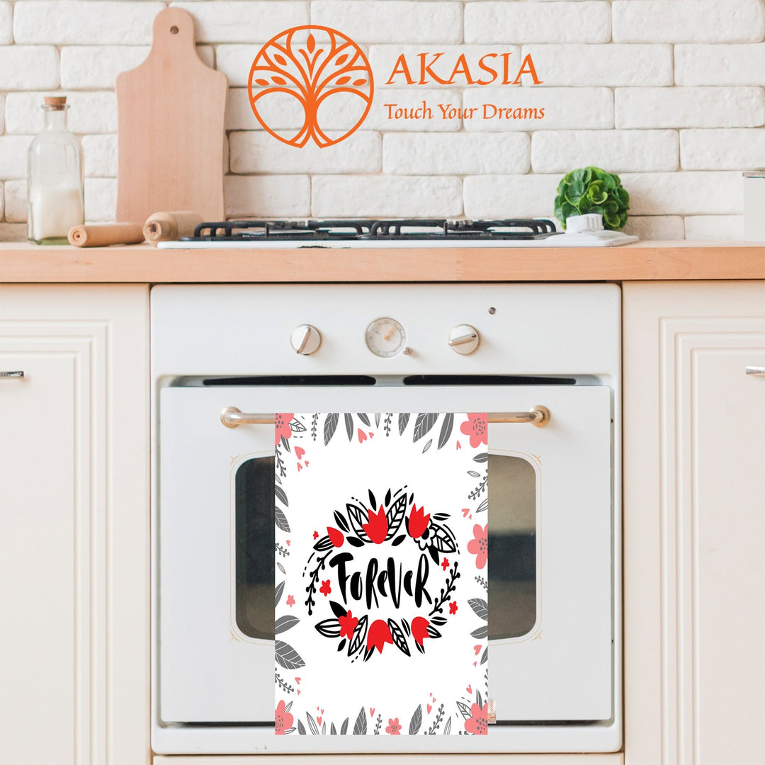 Valentine's Day Towel|My Love Dish Towel|Forever Dish Cloth|Heart Print Towel|Be My Valentine Tea Towel|Kitchen Gift for Her|All-Purpose Rag