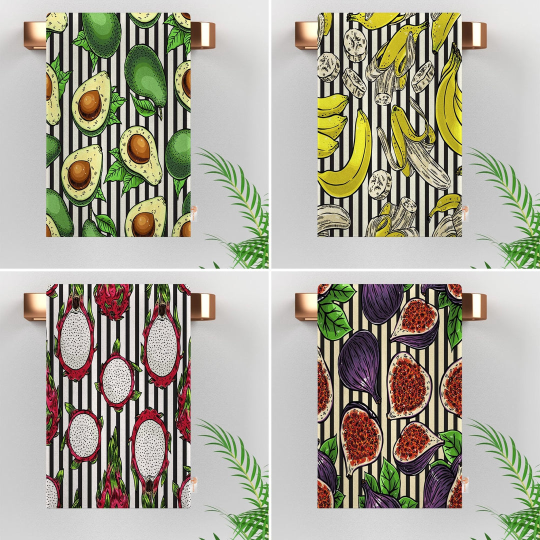 Fruit Kitchen Towel|Avocado, Banana Hand Towel|Fig Print Dishcloth|Dragon Fruit Towel|Eco-Friendly Rag|Soft Dust Remover|Cost-Effective Rag