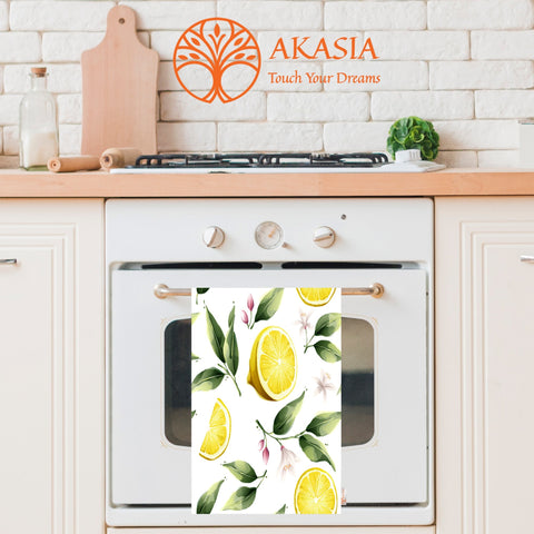 Lemons Kitchen Hand Towel|Floral Fresh Citrus Tea Towel|Lemon Tree Dish Towel|Summer Trend Lemon Dishcloth|Housewarming Gift for Her