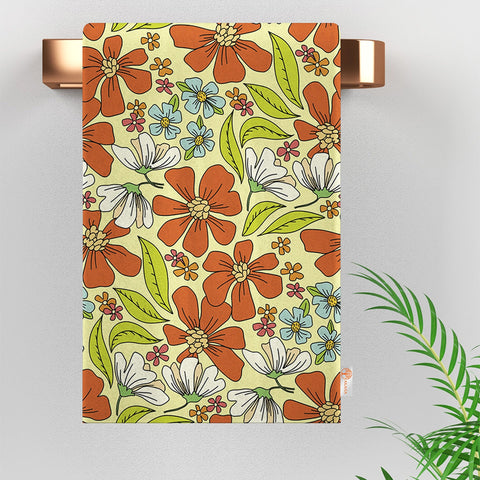 Floral Hand Towel|Flower Print Towel|Summer Tea Towel|Floral Dish Cloth|Eco-Friendly Towel|Cost-Effective Rag|Gift For Her|Cleaning Cloth