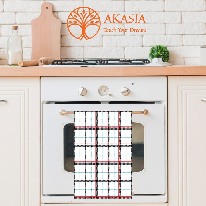 Plaid Kitchen Towel|Geometric Tea Towel|Checkered Dish Cloth|Eco-Friendly Abstract Hand Towel|Tartan Dishcloth|Gift For Her|Cleaning Cloth