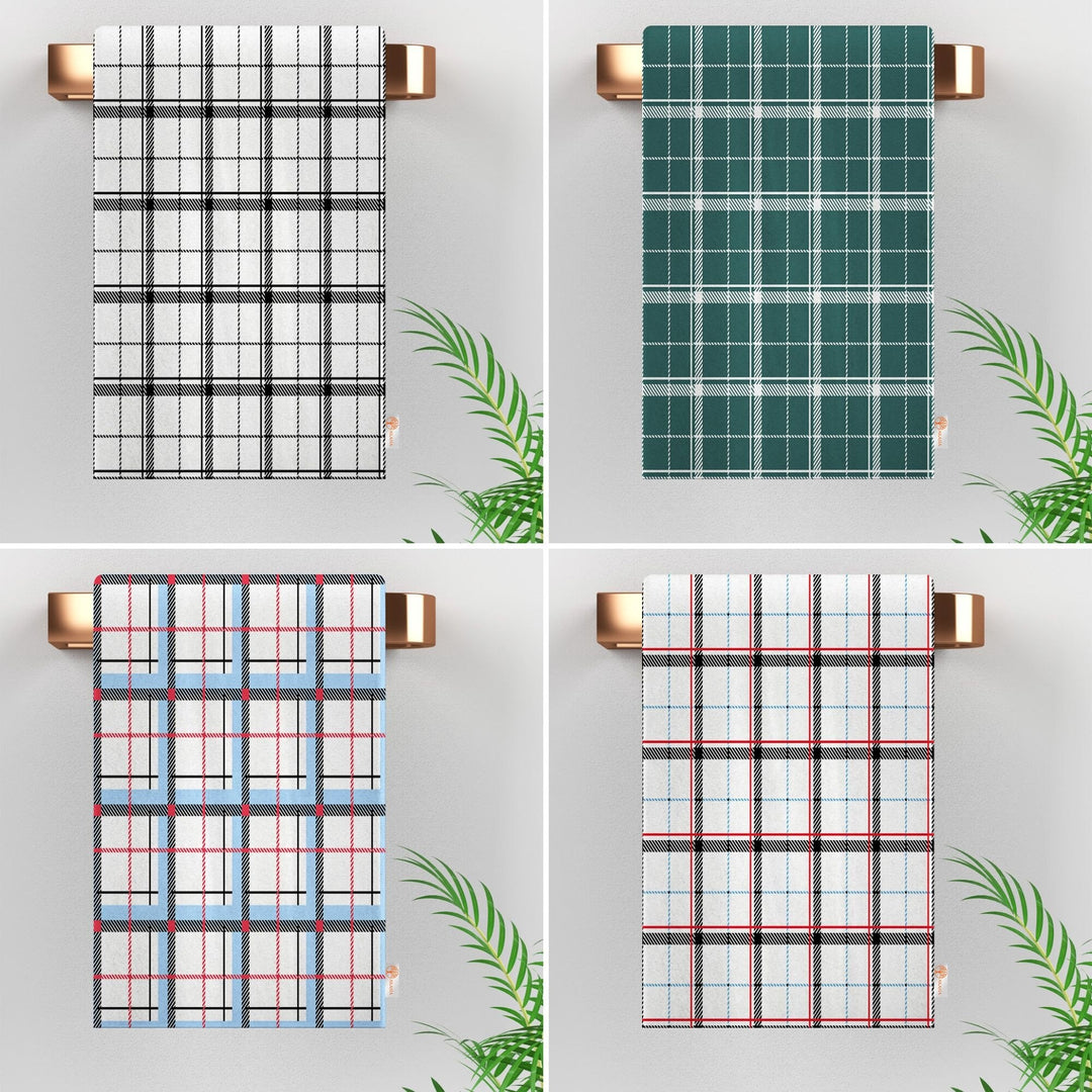 Plaid Kitchen Towel|Geometric Tea Towel|Checkered Dish Cloth|Eco-Friendly Abstract Hand Towel|Tartan Dishcloth|Gift For Her|Cleaning Cloth