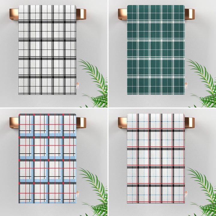 Plaid Kitchen Towel|Geometric Tea Towel|Checkered Dish Cloth|Eco-Friendly Abstract Hand Towel|Tartan Dishcloth|Gift For Her|Cleaning Cloth