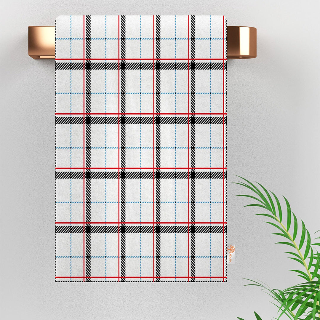 Plaid Kitchen Towel|Geometric Tea Towel|Checkered Dish Cloth|Eco-Friendly Abstract Hand Towel|Tartan Dishcloth|Gift For Her|Cleaning Cloth