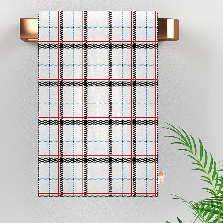 Plaid Kitchen Towel|Geometric Tea Towel|Checkered Dish Cloth|Eco-Friendly Abstract Hand Towel|Tartan Dishcloth|Gift For Her|Cleaning Cloth