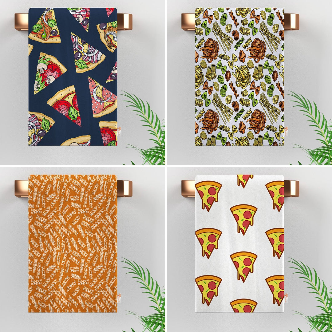 Kitchen Hand Towel|Pizza Tea Towel|Pasta Tea Towel|Decorative Towel|Soft Dish Cloth|Dust Remover|Cost-Effective Rag|Food Print Dishcloth