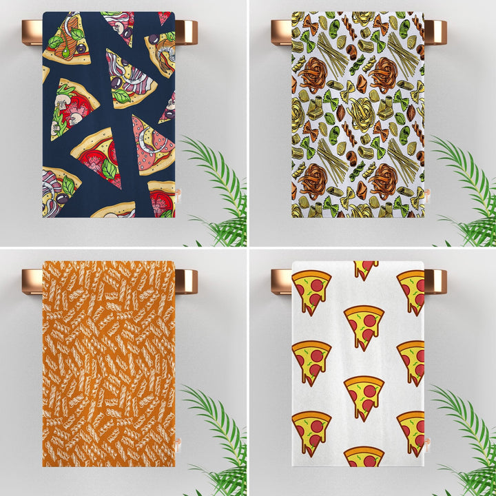 Kitchen Hand Towel|Pizza Tea Towel|Pasta Tea Towel|Decorative Towel|Soft Dish Cloth|Dust Remover|Cost-Effective Rag|Food Print Dishcloth