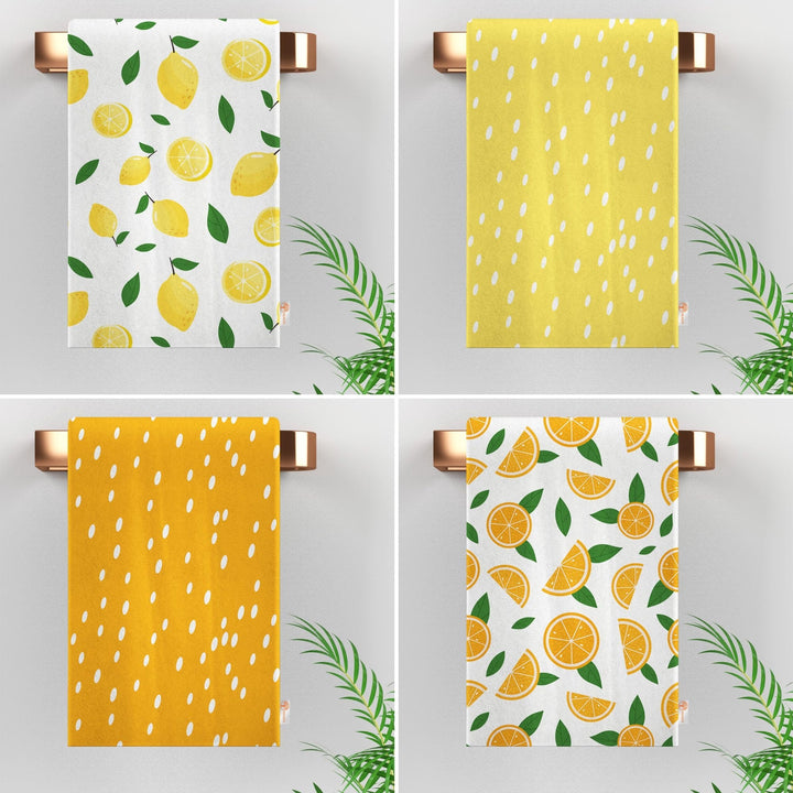 Lemon Hand Towel|Orange Print Rag|Fresh Citrus Towel|Kitchen Tea Towel|Cleaning Cloth|Dust Remover|Cost-Effective Rag|Farmhouse Dishcloth