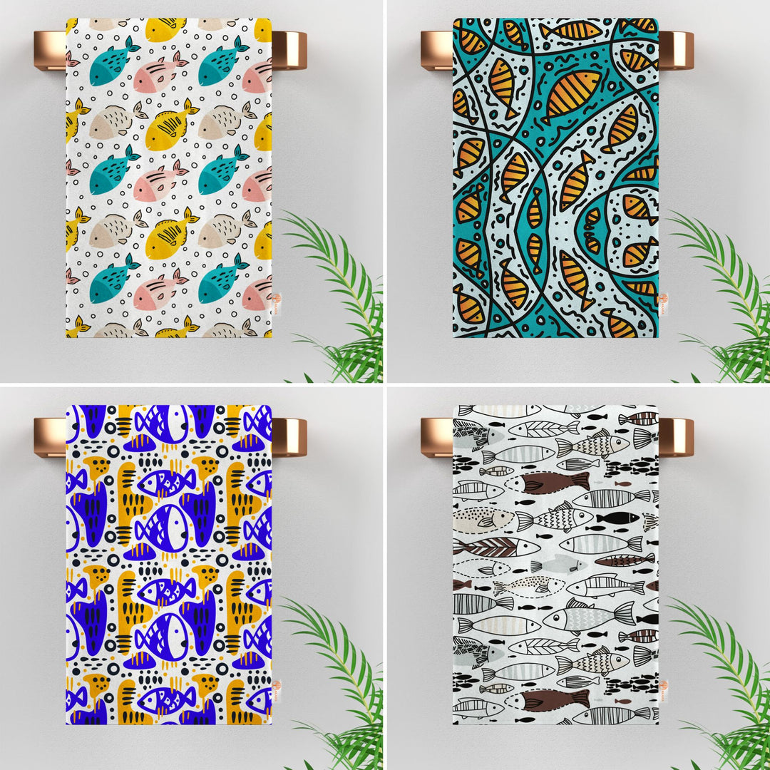 Fish Print Tea Towel|Fish Dishcloth|Nautical Hand Towel|Coastal Home Decor|Summer Dish Cloth|Colorful Beach House Rag|Cost-Effective Rag