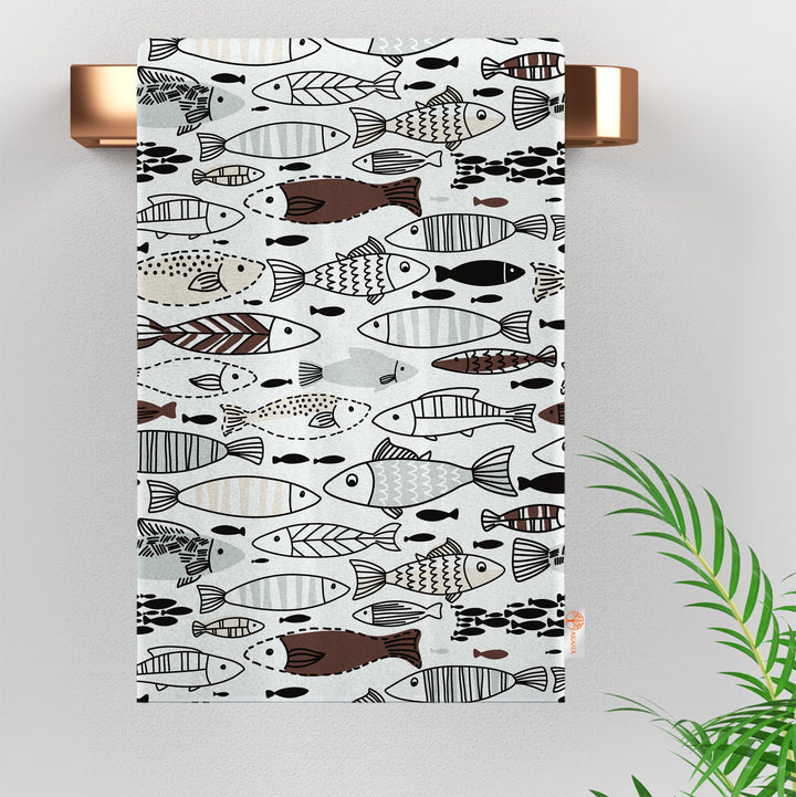 Fish Print Tea Towel|Fish Dishcloth|Nautical Hand Towel|Coastal Home Decor|Summer Dish Cloth|Colorful Beach House Rag|Cost-Effective Rag