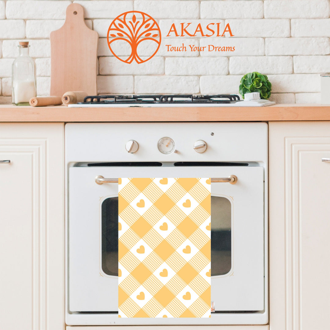 Plaid Kitchen Towel|Geometric Tea Towel|Checkered Dish Cloth|Heart Print Abstract Hand Towel|Tartan Dishcloth|Gift For Her|Cleaning Cloth