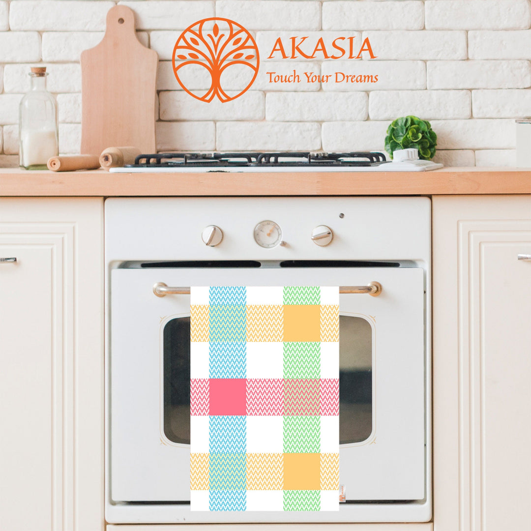 Plaid Kitchen Towel|Geometric Tea Towel|Checkered Dish Cloth|Heart Print Abstract Hand Towel|Tartan Dishcloth|Gift For Her|Cleaning Cloth