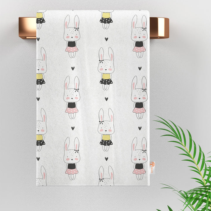 Cute Bunny Hand Towel|Rabbit Print Kitchen Towel|Easter Tea Towel|Farmhouse Spring Trend Dish Cloth|Have a Nice Day Towel|Cost-Effective Rag