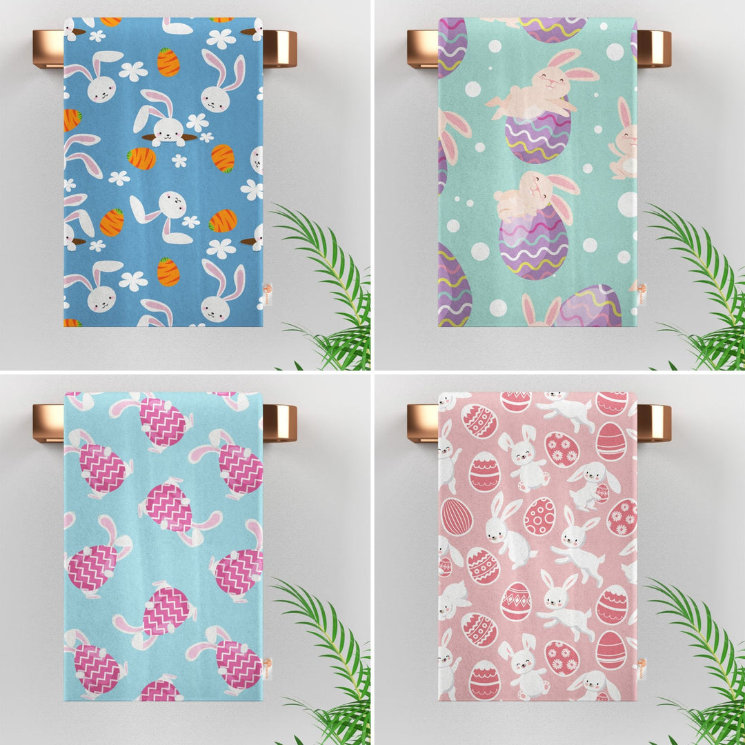 Easter Kitchen Towel|Egg Hand Towel|Bunny Tea Towel|Carrot Print Dishcloth|Farmhouse Dish Cloth|Eco-Friendly Towel|Cost-Effective Rag