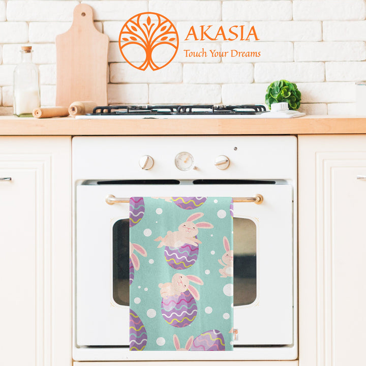 Easter Kitchen Towel|Egg Hand Towel|Bunny Tea Towel|Carrot Print Dishcloth|Farmhouse Dish Cloth|Eco-Friendly Towel|Cost-Effective Rag