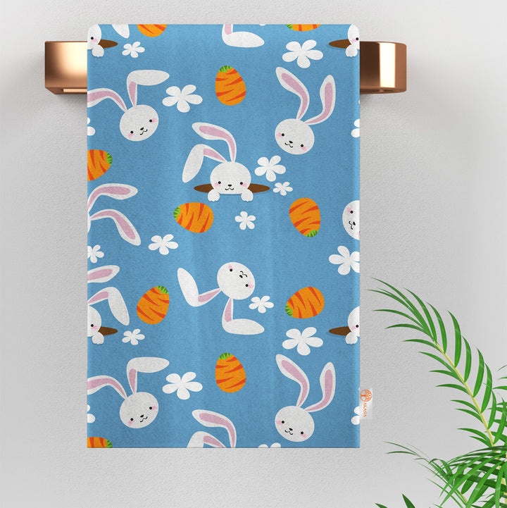 Easter Kitchen Towel|Egg Hand Towel|Bunny Tea Towel|Carrot Print Dishcloth|Farmhouse Dish Cloth|Eco-Friendly Towel|Cost-Effective Rag