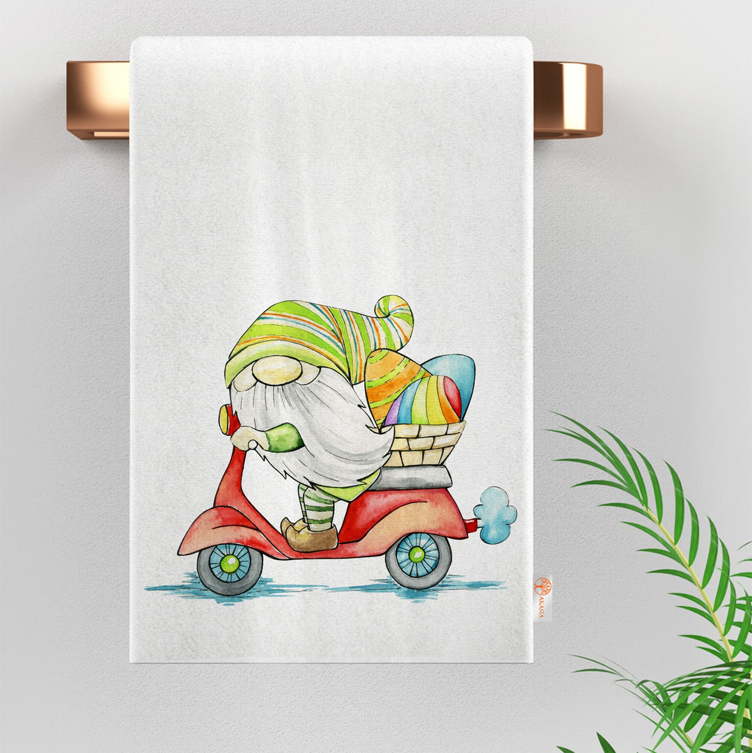 Easter Hand Towel|Gnome Print Kitchen Towel|Bunny Tea Towel|Egg Print Dishcloth|Farmhouse Dish Cloth|Eco-Friendly Towel|Cost-Effective Rag