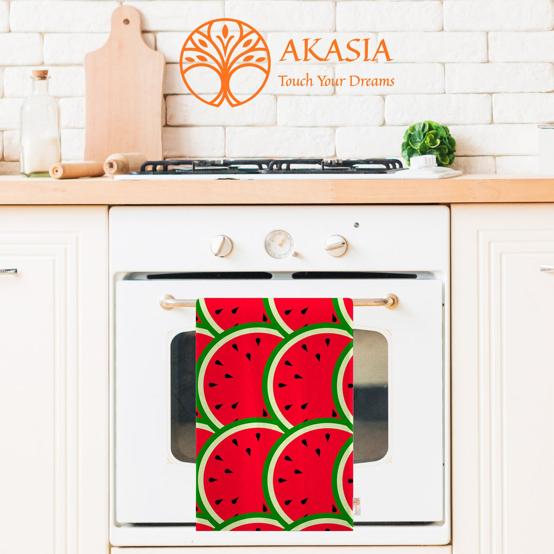 Watermelon Tea Towel|Fruit Kitchen Towel|Reusable Dish Towel|Plaid Hand Towel|Summer Trend Dishcloth|Soft Cleaning Cloth|Cost-Effective Rag