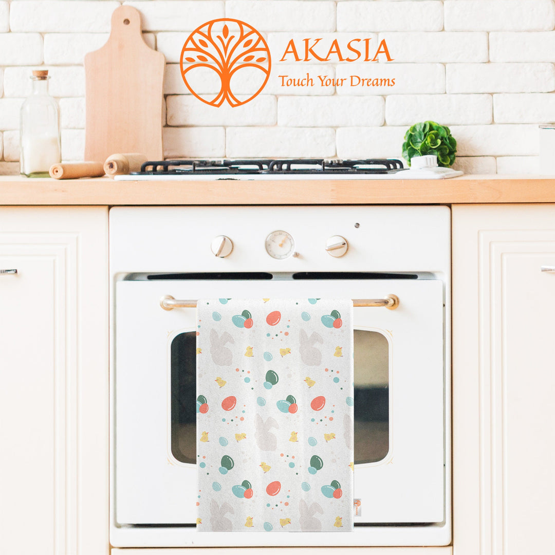 Easter Hand Towel|Happy Easter Tea Towel|Egg Print Kitchen Towel|Farmhouse Spring Trend Dish Cloth|Eco-Friendly Towel|Cost-Effective Rag
