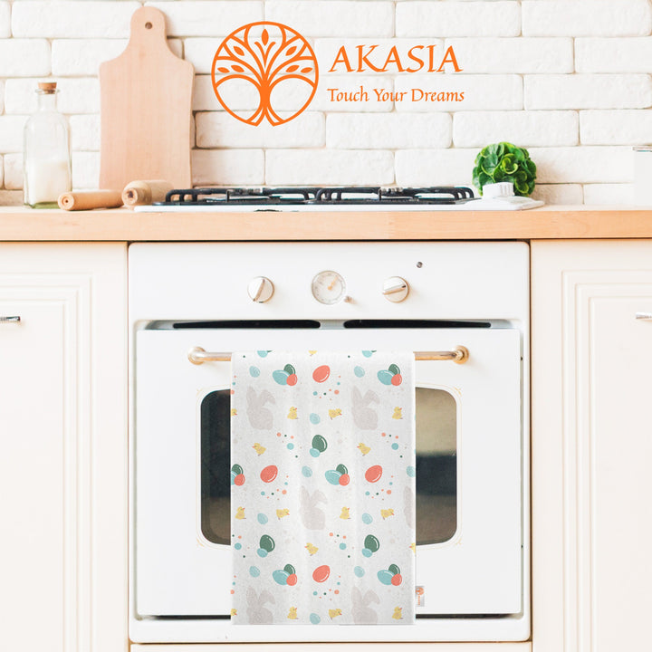 Easter Hand Towel|Happy Easter Tea Towel|Egg Print Kitchen Towel|Farmhouse Spring Trend Dish Cloth|Eco-Friendly Towel|Cost-Effective Rag