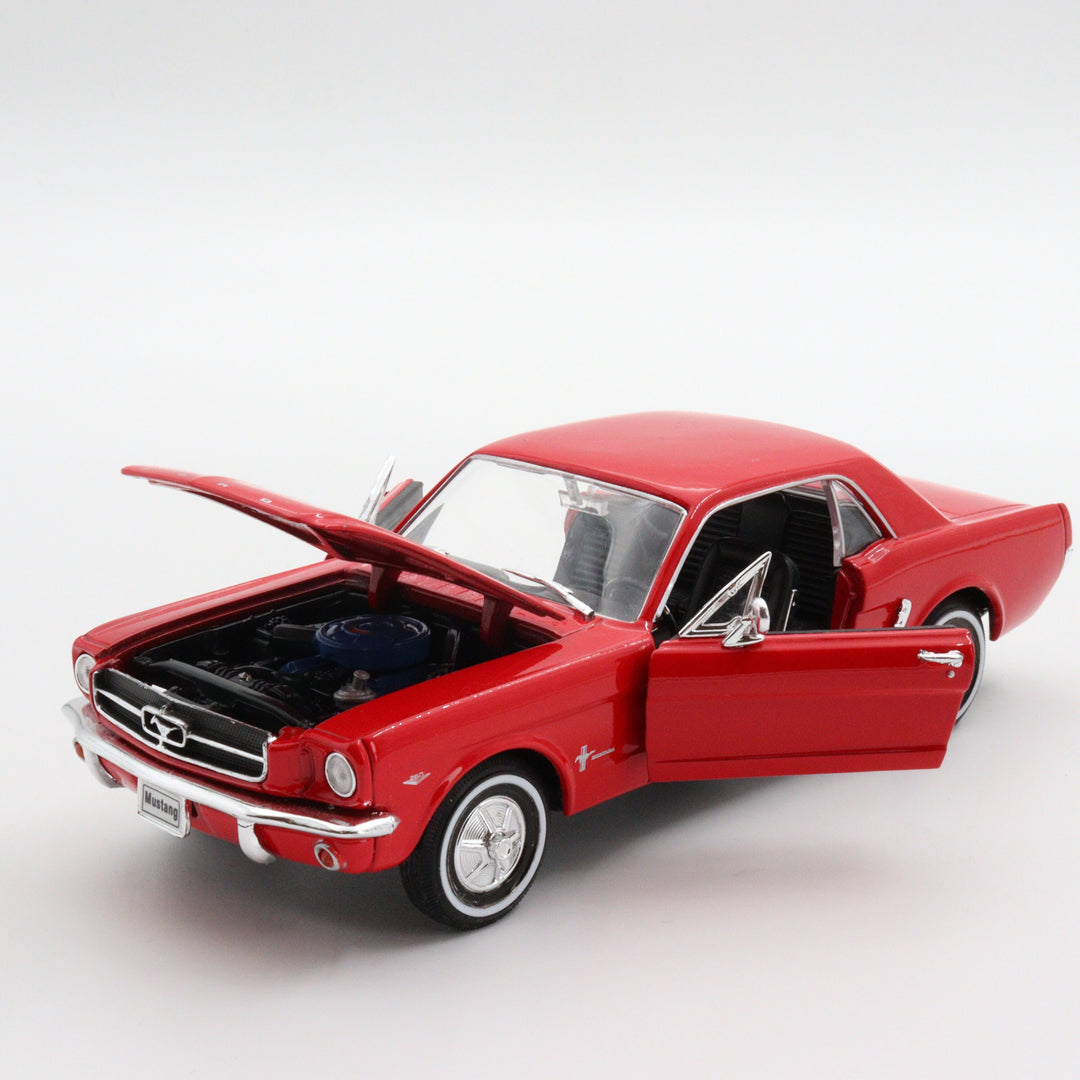 Welly 1964 Ford Mustang Coupe|Vintage Model Car|Scale 1/24 Diecast Classic Car Collection|Red Metal Car|Old Collectible Car|Office Decor