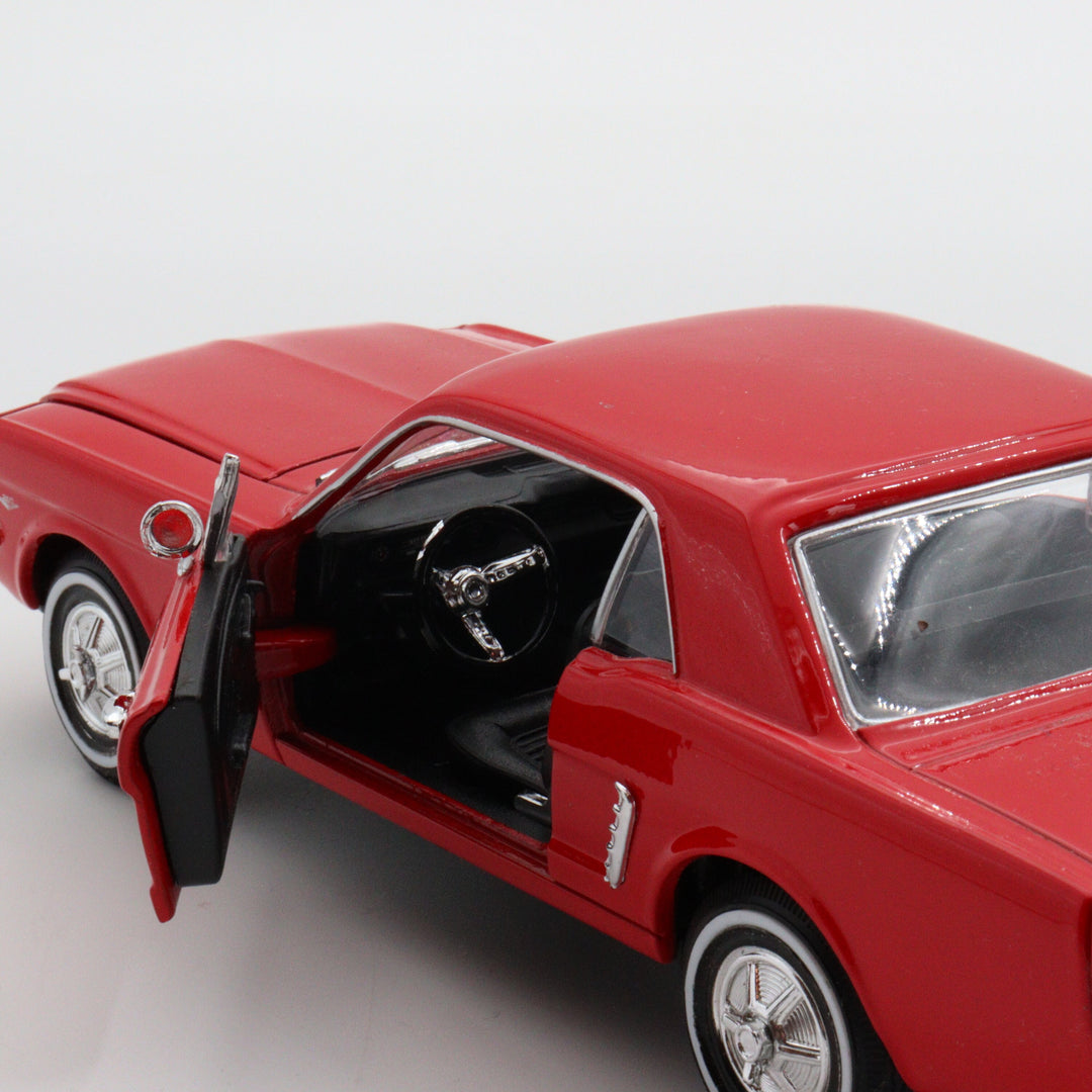 Welly 1964 Ford Mustang Coupe|Vintage Model Car|Scale 1/24 Diecast Classic Car Collection|Red Metal Car|Old Collectible Car|Office Decor