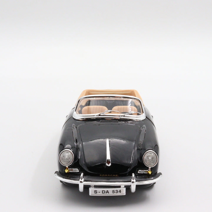 Burago 1961 Porsche 356B Carbiolet Diecast Car|Scale 1/24 Classic Car Collection|Sport Model Convertible Car|Vintage Black Metal Car for Dad