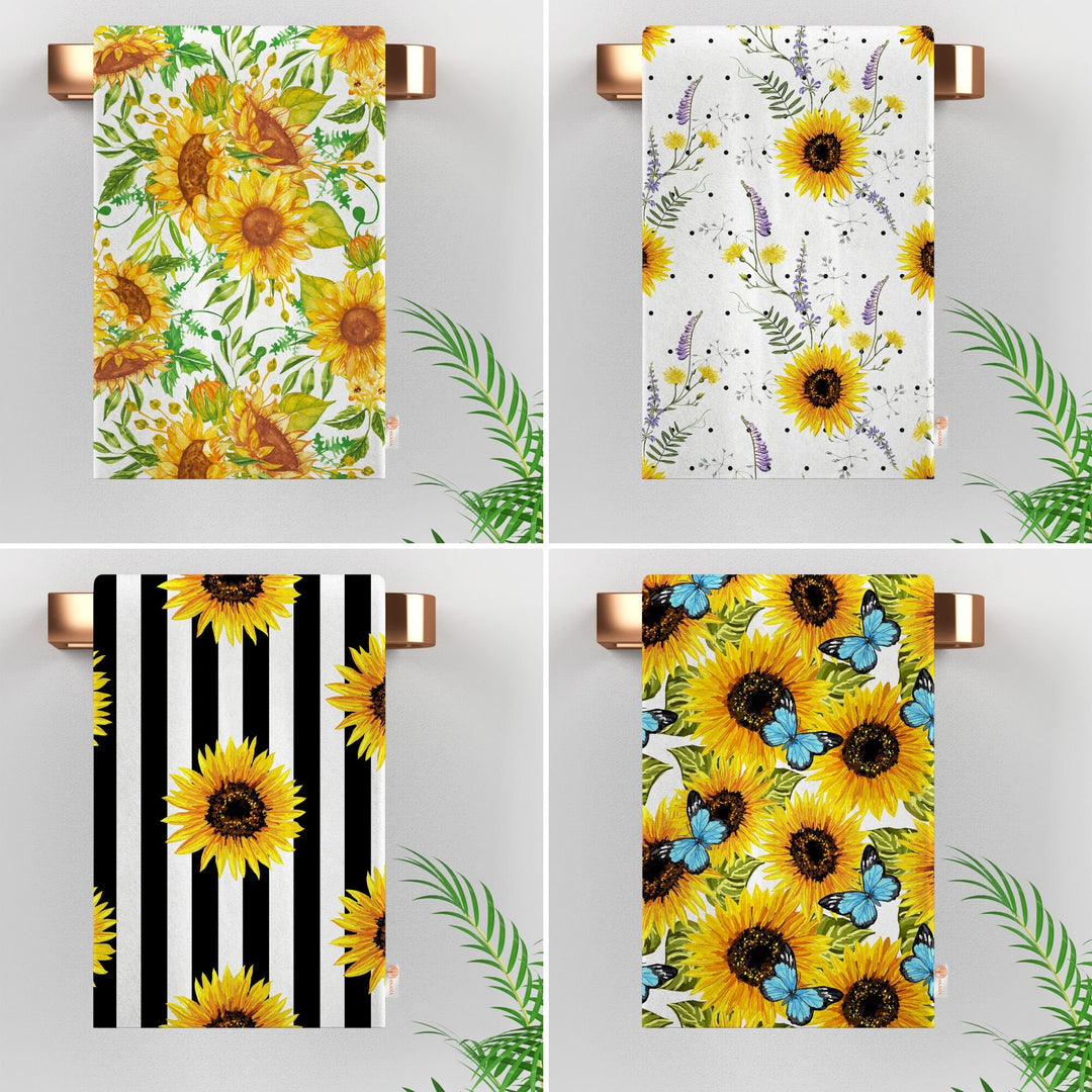 Sunflower Hand Towel|Summer Tea Towel|Floral Dish Cloth|Butterfly Towel|Cost-Effective Rag|Gift For Her|Cleaning Cloth|Flower Print Towel