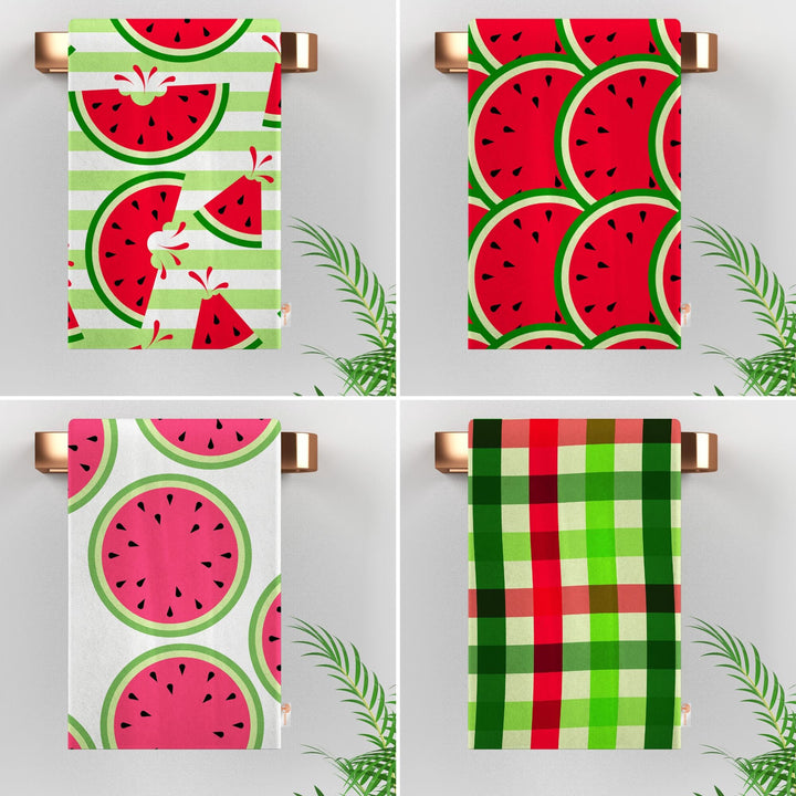 Watermelon Tea Towel|Fruit Kitchen Towel|Reusable Dish Towel|Plaid Hand Towel|Summer Trend Dishcloth|Soft Cleaning Cloth|Cost-Effective Rag