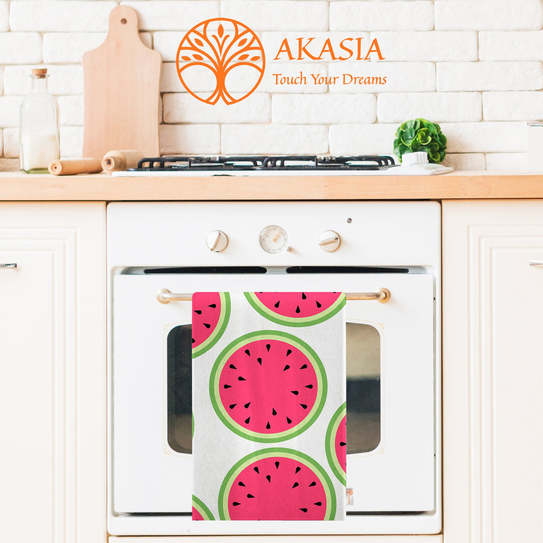 Watermelon Tea Towel|Fruit Kitchen Towel|Reusable Dish Towel|Plaid Hand Towel|Summer Trend Dishcloth|Soft Cleaning Cloth|Cost-Effective Rag