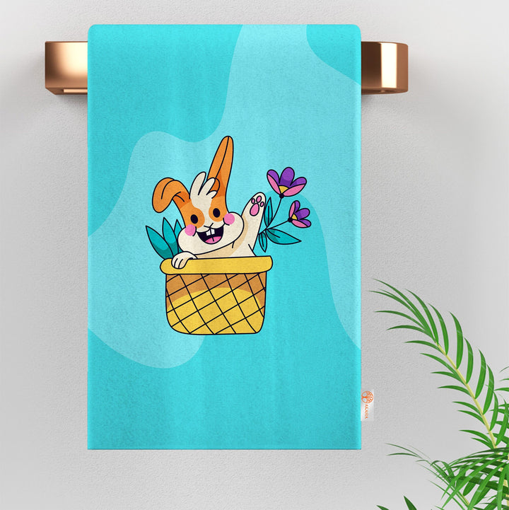 Cute Bunny Tea Towel|Rabbit Print Hand Towel|Easter Reusable Towel|Farmhouse Spring Trend Dish Cloth|Glass Cleaning Towel|Cost-Effective Rag