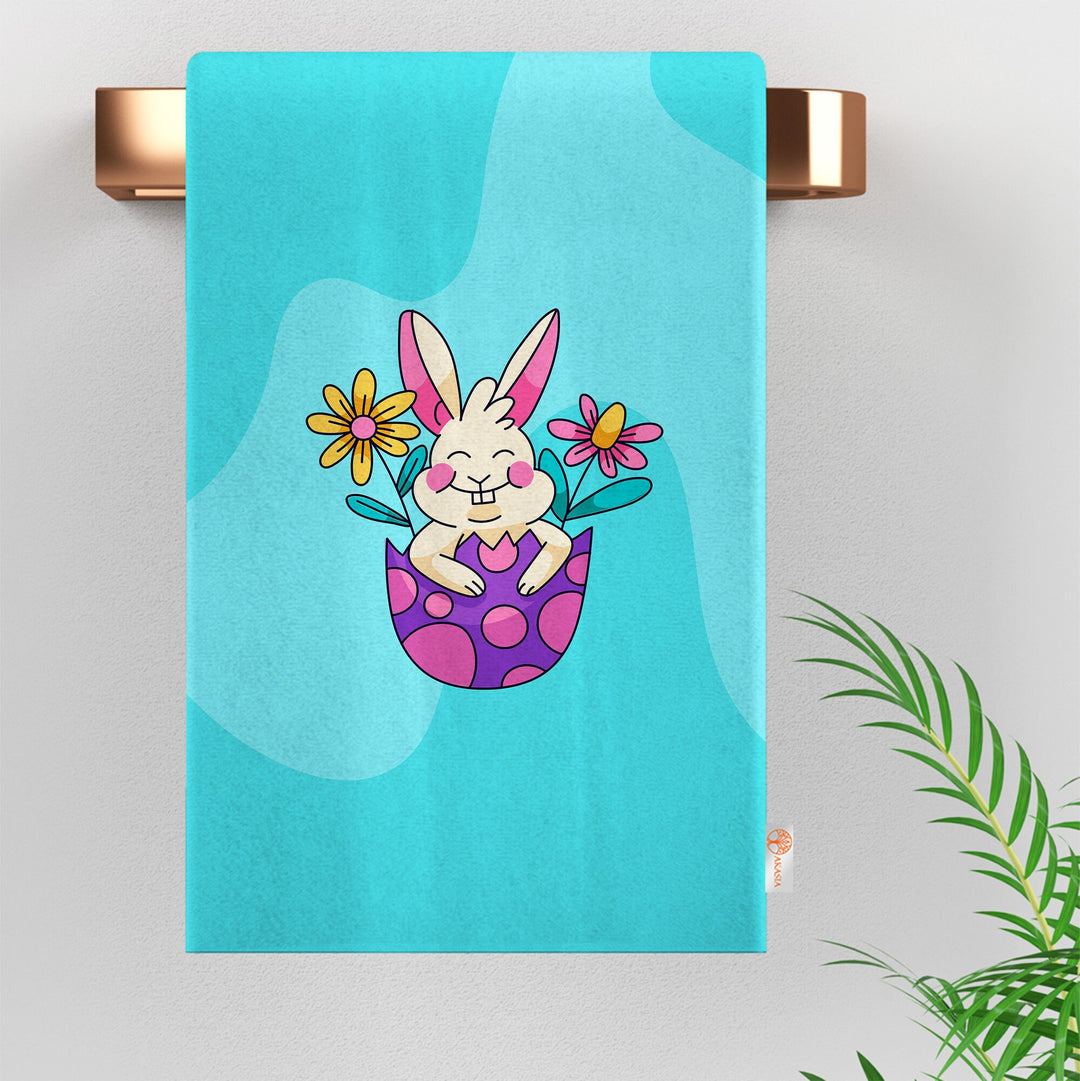 Cute Bunny Tea Towel|Rabbit Print Hand Towel|Easter Reusable Towel|Farmhouse Spring Trend Dish Cloth|Glass Cleaning Towel|Cost-Effective Rag