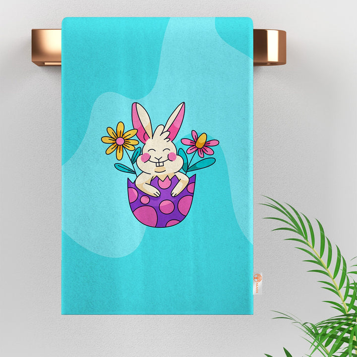 Cute Bunny Tea Towel|Rabbit Print Hand Towel|Easter Reusable Towel|Farmhouse Spring Trend Dish Cloth|Glass Cleaning Towel|Cost-Effective Rag