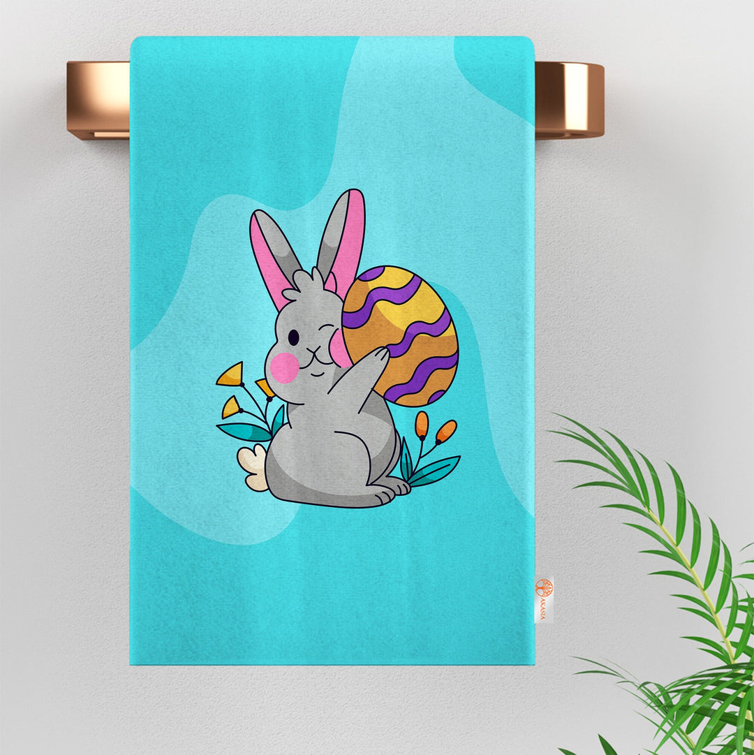Cute Bunny Tea Towel|Rabbit Print Hand Towel|Easter Reusable Towel|Farmhouse Spring Trend Dish Cloth|Glass Cleaning Towel|Cost-Effective Rag