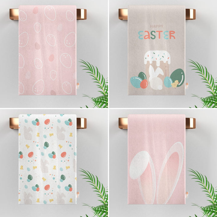 Easter Hand Towel|Happy Easter Tea Towel|Egg Print Kitchen Towel|Farmhouse Spring Trend Dish Cloth|Eco-Friendly Towel|Cost-Effective Rag