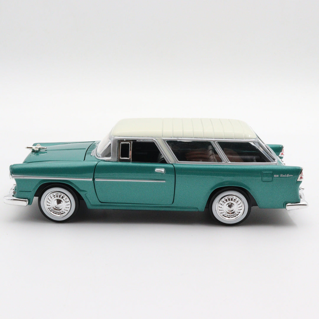 Motormax 1955 Chevy Nomad Model Car|Scale 1/24 Classic Diecast Car Collection|Vintage Model Green Car|Old Metal Car|Gift for Father's Day