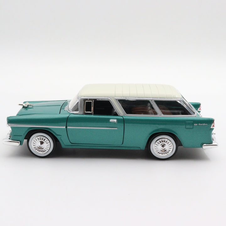 Motormax 1955 Chevy Nomad Model Car|Scale 1/24 Classic Diecast Car Collection|Vintage Model Green Car|Old Metal Car|Gift for Father's Day